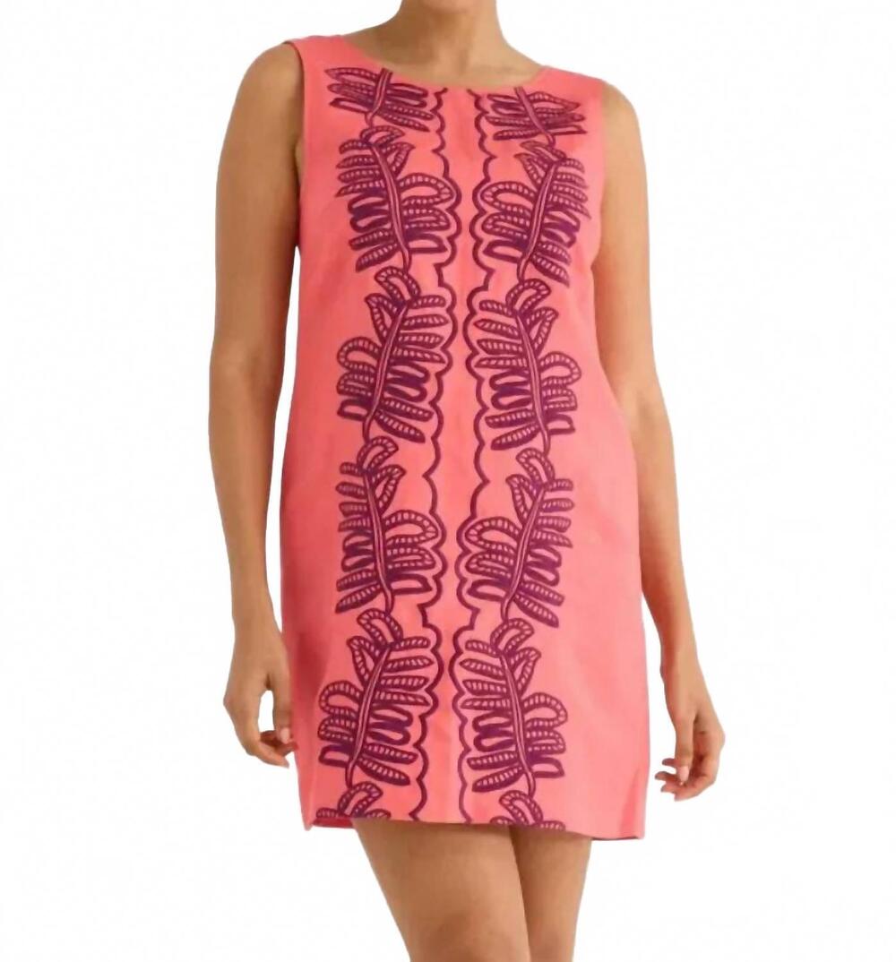 NEW ALIVIA rowan mini dress in coral royal palms embroidery